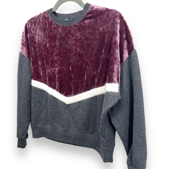 Freshman Sweatshirt Womens Small Gray Purple Velvet Chevron Y2K Dark Goth - Picture 6 of 10